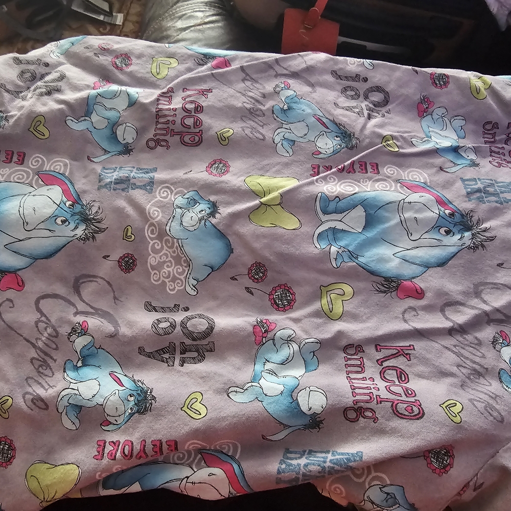 Eeyore Pink & Grey Print Scrub Top Size 2x